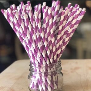 Purple and White Swirl Paper Straws